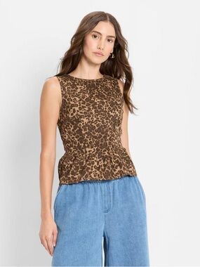 NEW Peplum Tank Top Target Future Collective Brown Leopard Print